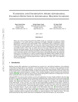 Closeness and Uncertainty Aware Adversarial Examples Detection in
  Adversarial Machine Learning