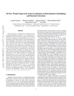 D2-Net: Weakly-Supervised Action Localization via Discriminative
  Embeddings and Denoised Activations