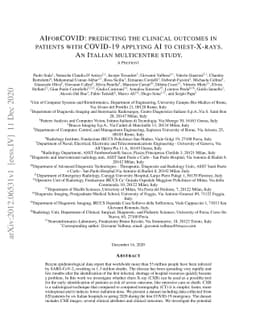 AIforCOVID: predicting the clinical outcomes in patients with COVID-19
  applying AI to chest-X-rays. An Italian multicentre study