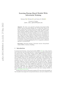 Learning Energy-Based Models With Adversarial Training