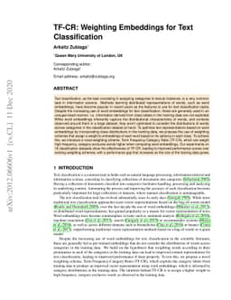 TF-CR: Weighting Embeddings for Text Classification