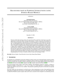 Reconstruction of Pairwise Interactions using Energy-Based Models