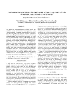 Anomaly detection through latent space restoration using
  vector-quantized variational autoencoders