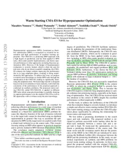 Warm Starting CMA-ES for Hyperparameter Optimization