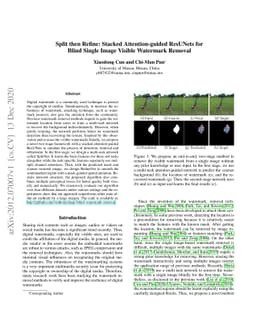 Split then Refine: Stacked Attention-guided ResUNets for Blind Single
  Image Visible Watermark Removal