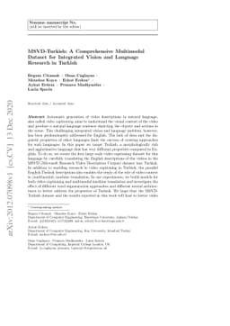 MSVD-Turkish: A Comprehensive Multimodal Dataset for Integrated Vision
  and Language Research in Turkish