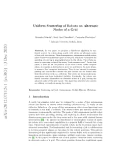 Uniform Scattering of Robots on Alternate Nodes of a Grid
