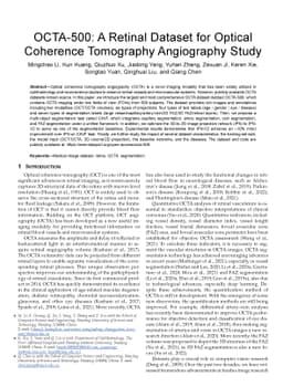 OCTA-500: A Retinal Dataset for Optical Coherence Tomography Angiography
  Study