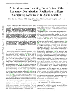 A Reinforcement Learning Formulation of the Lyapunov Optimization:
  Application to Edge Computing Systems with Queue Stability