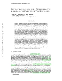 Contrastive Learning with Adversarial Perturbations for Conditional Text
  Generation