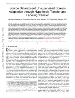 Source Data-absent Unsupervised Domain Adaptation through Hypothesis
  Transfer and Labeling Transfer