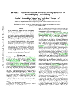 LRC-BERT: Latent-representation Contrastive Knowledge Distillation for
  Natural Language Understanding