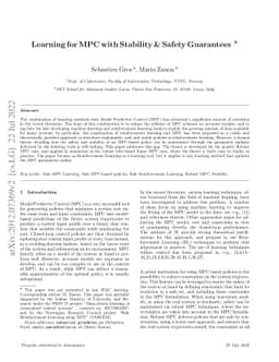 Learning for MPC with Stability & Safety Guarantees