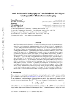 Phase Retrieval with Holography and Untrained Priors: Tackling the
  Challenges of Low-Photon Nanoscale Imaging