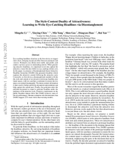 The Style-Content Duality of Attractiveness: Learning to Write
  Eye-Catching Headlines via Disentanglement