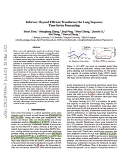 Informer: Beyond Efficient Transformer for Long Sequence Time-Series
  Forecasting
