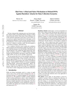 HaS-Nets: A Heal and Select Mechanism to Defend DNNs Against Backdoor
  Attacks for Data Collection Scenarios