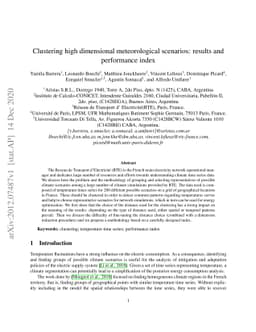 Clustering high dimensional meteorological scenarios: results and
  performance index
