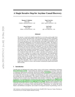A Single Iterative Step for Anytime Causal Discovery