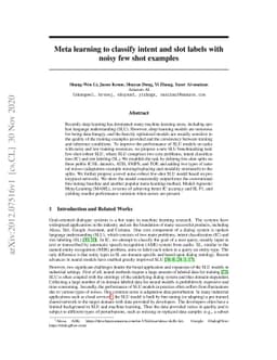 Meta learning to classify intent and slot labels with noisy few shot
  examples