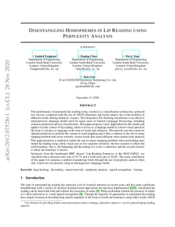 Disentangling Homophemes in Lip Reading using Perplexity Analysis