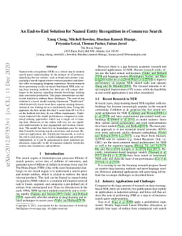 An End-to-End Solution for Named Entity Recognition in eCommerce Search