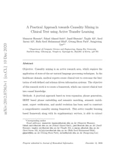 A Practical Approach towards Causality Mining in Clinical Text using
  Active Transfer Learning