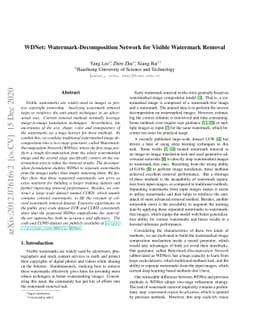 WDNet: Watermark-Decomposition Network for Visible Watermark Removal