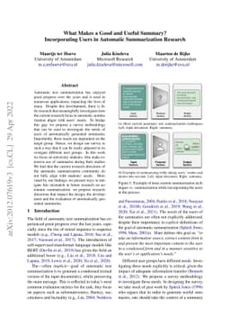 What Makes a Good and Useful Summary? Incorporating Users in Automatic
  Summarization Research
