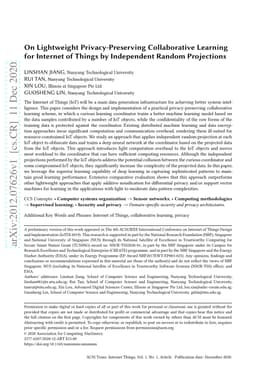 On Lightweight Privacy-Preserving Collaborative Learning for Internet of
  Things by Independent Random Projections