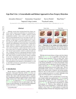 Lips Don't Lie: A Generalisable and Robust Approach to Face Forgery
  Detection