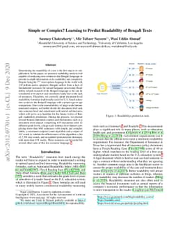 Simple or Complex? Learning to Predict Readability of Bengali Texts