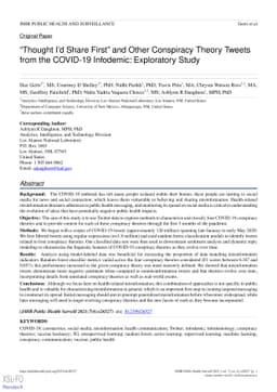 "Thought I'd Share First" and Other Conspiracy Theory Tweets from the
  COVID-19 Infodemic: Exploratory Study
