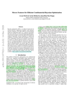 Mercer Features for Efficient Combinatorial Bayesian Optimization