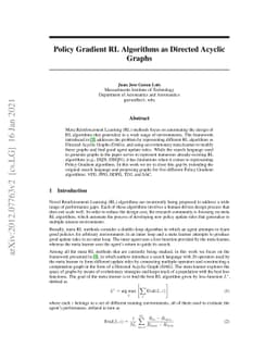 Policy Gradient RL Algorithms as Directed Acyclic Graphs