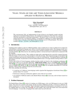 Vilio: State-of-the-art Visio-Linguistic Models applied to Hateful Memes