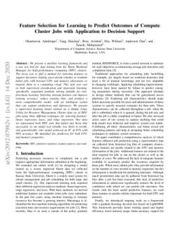 Feature Selection for Learning to Predict Outcomes of Compute Cluster
  Jobs with Application to Decision Support