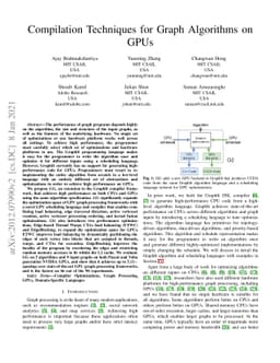 Compilation Techniques for Graph Algorithms on GPUs