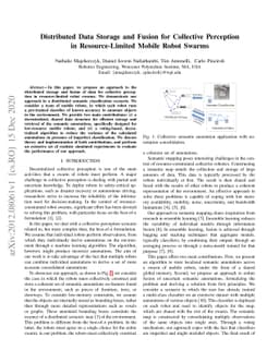 Distributed Data Storage and Fusion for Collective Perception in
  Resource-Limited Mobile Robot Swarms