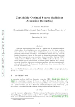 Certifiably Optimal Sparse Sufficient Dimension Reduction