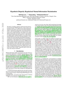 Hypothesis Disparity Regularized Mutual Information Maximization