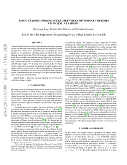 BiSNN: Training Spiking Neural Networks with Binary Weights via Bayesian
  Learning