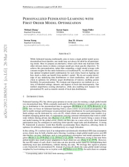 Personalized Federated Learning with First Order Model Optimization