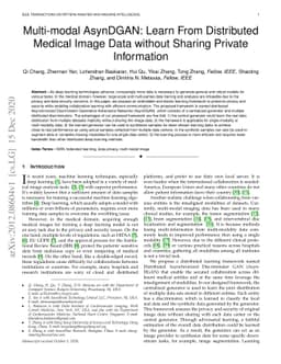 Multi-modal AsynDGAN: Learn From Distributed Medical Image Data without
  Sharing Private Information