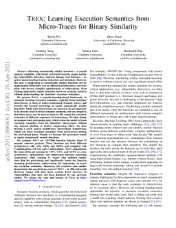 Trex: Learning Execution Semantics from Micro-Traces for Binary
  Similarity