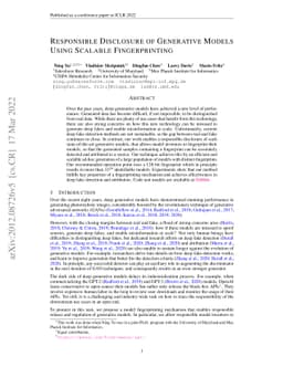 Responsible Disclosure of Generative Models Using Scalable
  Fingerprinting