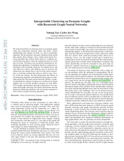 Interpretable Clustering on Dynamic Graphs with Recurrent Graph Neural
  Networks