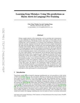 Learning from Mistakes: Using Mis-predictions as Harm Alerts in Language
  Pre-Training