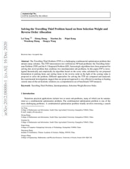 Solving the Travelling Thief Problem based on Item Selection Weight and
  Reverse Order Allocation