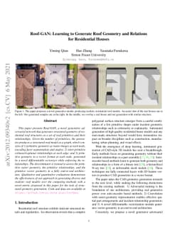 Roof-GAN: Learning to Generate Roof Geometry and Relations for
  Residential Houses